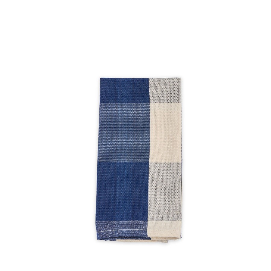 Wholesale Heath Ceramics Cotton Check Napkin In Navy Blue And Off White