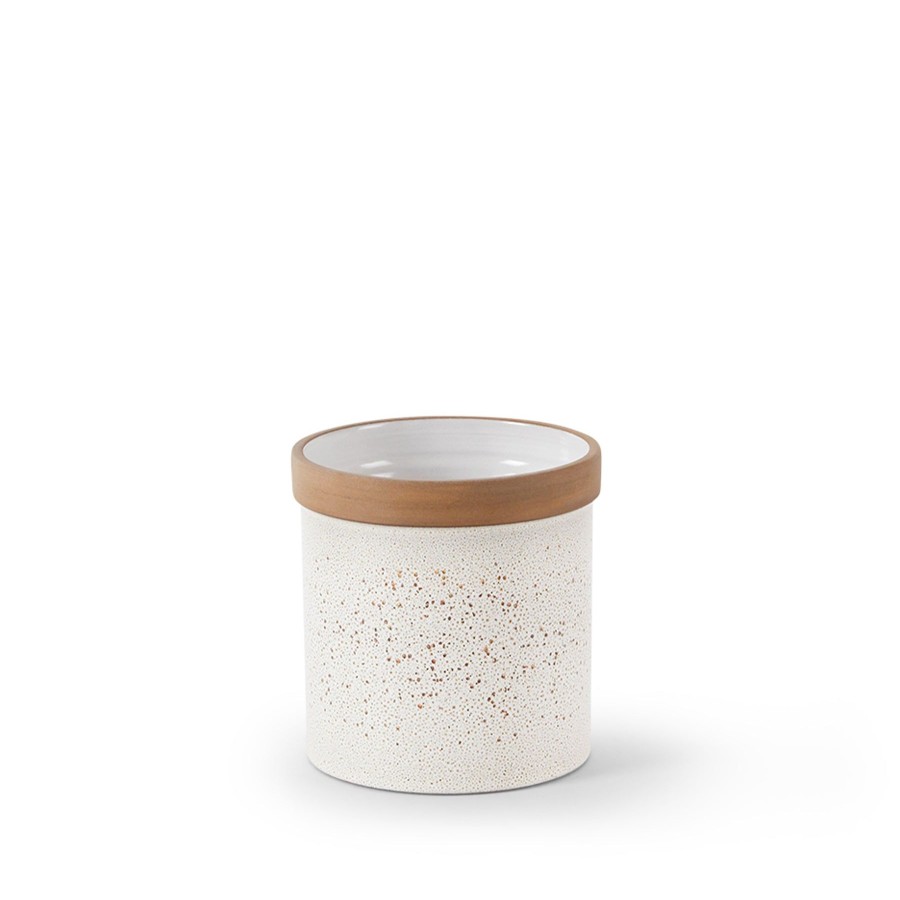 New Heath Ceramics Utensil Crock In Opaque White And Matte Brown