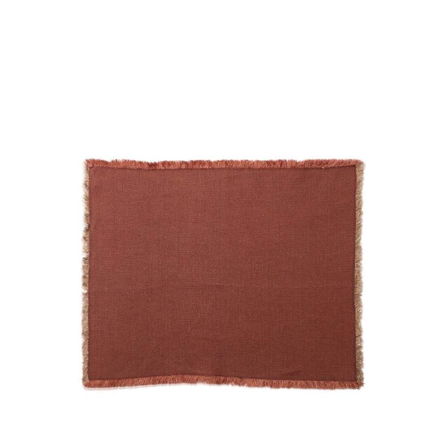 Wholesale Heath Ceramics Linen Hopsack Placemat In Mattone Red (Set Of 2)