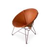 Best Heath Ceramics Saddle Leather Round Chair In Natural With Mauve Base