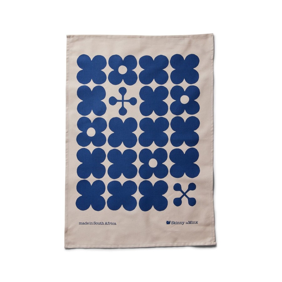 New Heath Ceramics Scandi Candy Tea Towel In Inky Blue