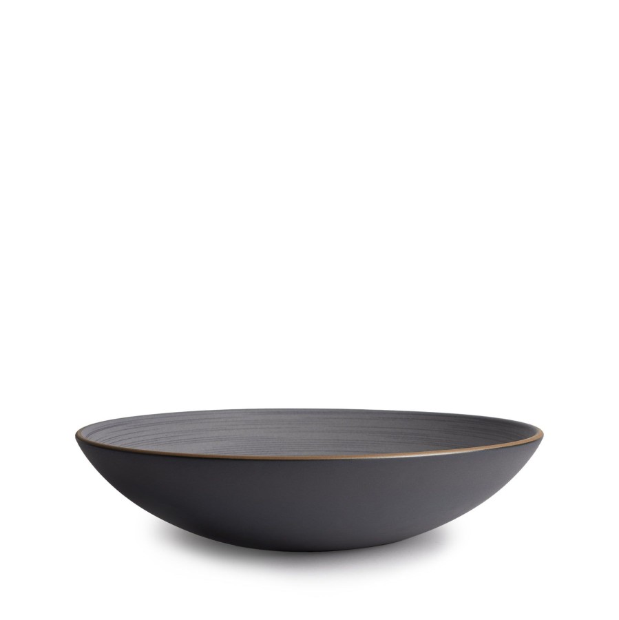 Hot Heath Ceramics Echo Etched Shallow Salad Bowl In Indigo