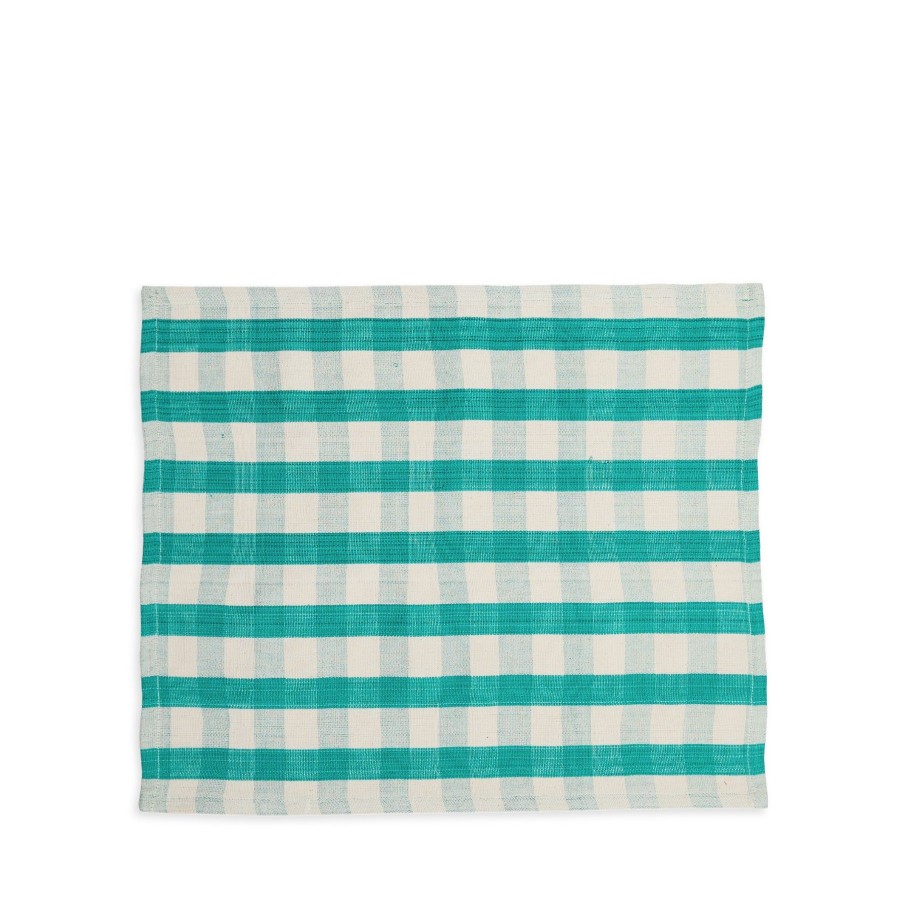 Wholesale Heath Ceramics Cotton Check Placemat In Green & Off-White