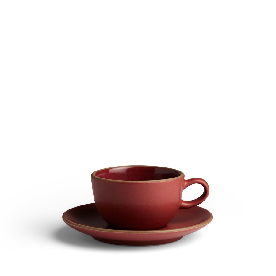 Hot Heath Ceramics Teacup & Saucer Red Plum/Chile