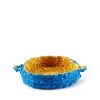 Hot Heath Ceramics Small Round Nesting Tray In Blue And Yellow