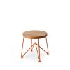 Hot Heath Ceramics Quarter Sawn Oak Stool With Red Orange Base