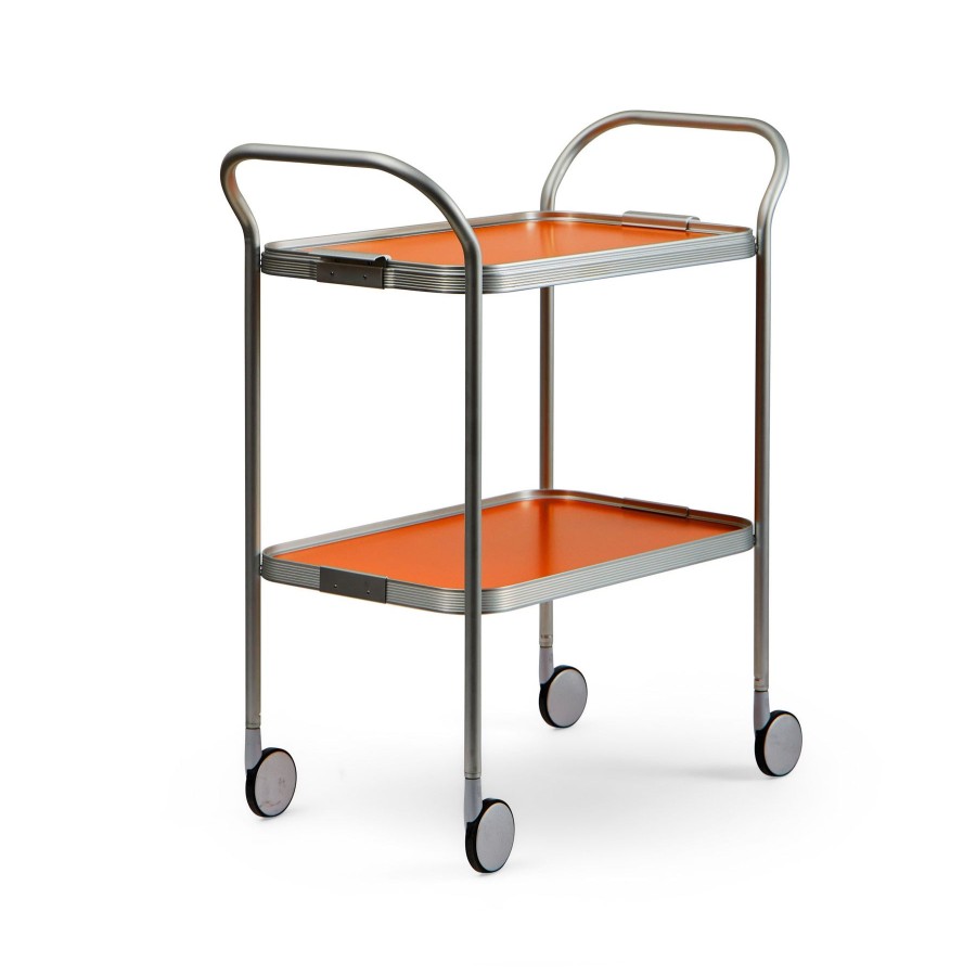 Best Heath Ceramics Ribbed Trolley In Burnt Orange And Silver