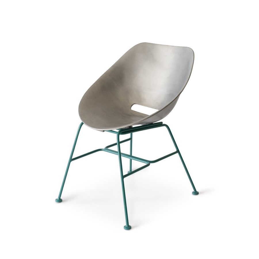 Online Heath Ceramics Aluminum Shell Chair With Turquoise Base