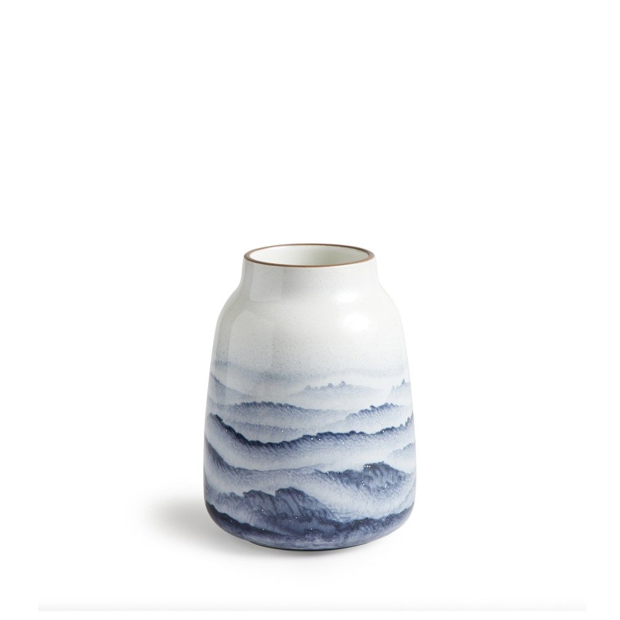 Online Heath Ceramics Wide Vase In Midnight And Opaque White Watercolor