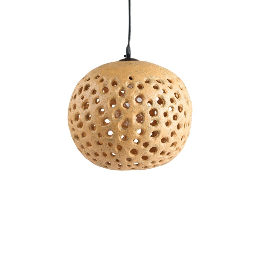 New Heath Ceramics 14" Ceramic Hanging Lantern In Tan