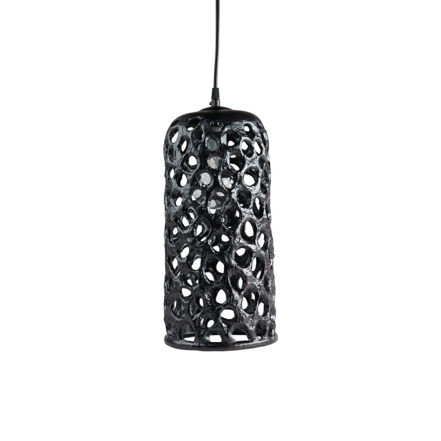 New Heath Ceramics Large Cylinder Hanging Lantern In Black